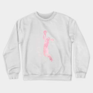 Basketball Girl Player Watercolor Blush Pink Crewneck Sweatshirt